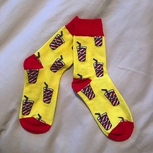 Women’s Sock It To Me Yellow and Red Soda Fountain Drink Socks